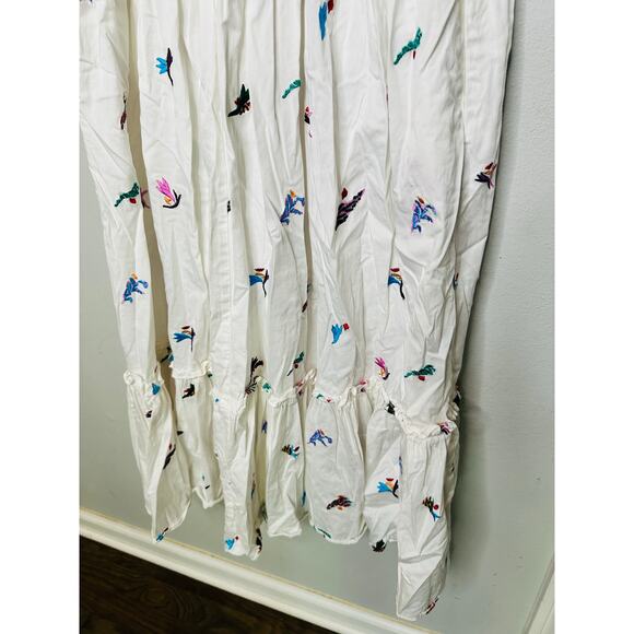 PRABAL GURUNG X RTR White Cotton Floral Embroidered Sleeveless Midi Dress 10 - Picture 15 of 16